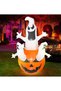 (eb119)Halloween Decorations Inflatable Pumpkin Ghosts Lights, Outdoor Decorations Large Party Yard Decorations,1.8m White Ghost Pumpkin, Quick Inflating Ghost for Party Decorations