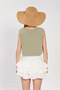 Women's Textured Zero-Sleeve Crop Blouse - Olive - 5
