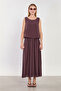Women's sleeveless skirted two-piece set - plum - 3