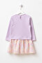 Girl's Dress with Tulle, Heart Pattern and Bow Detail - 3