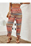 Women's High Waisted Patterned Wrinkle Pants with Side Slit Detail - 3