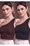 Women's Brown-Black One-Shoulder Diver Bustier Crop Top Flexible and Stylish Design