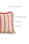 Ruffled Linen Throw Pillow 42X42 cm |   Silicone Filled Red Striped Decorative Pillow - 2