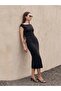 91688 Gathered Midi Dress-Dark Brown