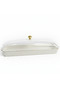 Christian Verucci Rectangle Off-White Ceramic Flat Plate with Clear Acrylic Cover & Gold Knob – 22 Inch