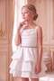 Girl's Cream Satin Layered Flounce Evening Dress with Stone Detail, Ages 10-15 - 3