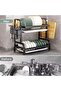 2-Tier Over Sink Dish Drying Rack – Adjustable Kitchen Dish Drainer with Utensil Holder, Cup Rack & Knife Holder, Space-Saving Dish Rack for Sink Counter Organization - 6