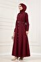 Shirt Collar Belted Berra Dress-Bordo - 3