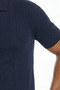 Men's Regular Striped Navy Blue Short Sleeve Polo Collar t Shirt - 2