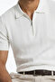 Men's Regular Striped White Short Sleeve Polo Collar t Shirt - 5