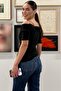 Black Lace Madonna Collar Slim Fit T-Shirt Mg2743 - 3