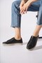 Rebas Sole Stitched Side Stapled Genuine Leather Orthopedic Women's Shoes Black Skin - 2