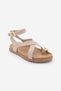 Women's Genuine Leather Ring Detailed Flip-Flop Casual Sandals Rolise Beige Suede - 4