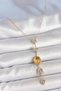 Brass Chain Amber Yellow Gold Color Zircon Stone Y Necklace