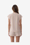 Women Sweet Day Striped Short Sleeve Shorts Multicolour Set - 2