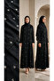 Women's Black Embroidered Modest Longline Abaya Robe
