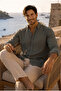 Heritage 100% Cotton Natural Textured Flared Men's Shirt - Khaki - 3
