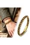 Steel Wire Rope and Titanium Locking Tiger's Eye Men's Bracelet 31682B2Dh11