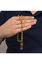 Honey Color Crimped Amber Prayer Beads with Metal Tassels - 4