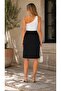 Black Elastic Waist Midi Pencil Skirt - 2