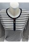 Women's Crew Neck Striped Colorful Button Detailed Long Sleeve Casual Combed Cotton Blouse - 3