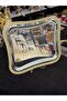 1 Piece Rectangular Gold Stone Engraved Single Person Metal Coffee Presentation Promise Engagement Ring Tray 26X22 cm - 7