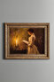 Woman Reading a Book by Candlelight - Vintage Patterned Painting - Thick Model