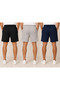 Men's Relaxed Fit Shorts 3-Pack Black Gray Navy Blue - 3