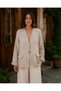 Mink Color Linen Jacket with Brooch Detail - 2