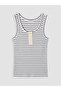 Lcwaikiki Basic Navy Blue U-Neck Striped Women's Undershirt