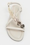 Selene Beige Gold Accessory Detail Cross-Strapped Flat Sole Women's Sandals - 6