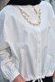 Women's Elastic Ankle Cuff Front Lace Detail Shirt White - 5