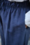 Women's Double Pocket Elastic Waist Modal Pants with Lace Detail Navy Blue - 5