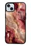 iPhone 15 Plus Burgundy Gold Marble Design Glossy Phone Case
