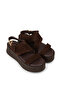 Women's Genuine Suede Brown Sandals - 5