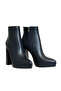 Navy Blue Leather Platform High Heeled Women's Boots - 2