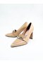 Women's Genuine Leather Heeled Shoes Beige - 4