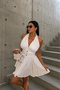 Women's Ecru Tie-Back Detailed Mini Dress 1041-2905