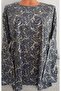 Er Clothing Paper Print Combed Cotton Blouse Long-Sleeve O-Neck 3 Buttons Multicolor - 5