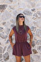 Burgundy Modal Elastic Backless Jumpsuit - 3