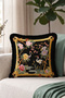 Japanese Floral Crane Design Fringed Pillowcase-Asian Garden Bohemian Black Tassel Throw Pillow Cover - 6