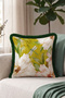 Tropical Floral Botanical Fringed Pillowcase-Natural Green Gray Tassel Throw Pillow Cover with Dragonflies - 3