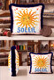 Bohemian Italian Soleil Sun Fringed Pillowcase - Retro Yellow Blue Navy Tassel Throw Pillow Cover - 4