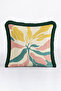 Tropical Leaf Design Exotic Fringe Pillowcase - Botanical Cream Green Tassel Throw Pillow Cover - 3