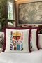 Retro Floral Nordic Botanical Design Fringed Pillowcase-Garden Burgundy Tassel Throw Pillow Cover - 4
