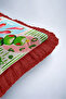 Mediterranean Vegetable Fruit Collage Fringed Pillowcase - Retro Gourmet Eclectic Burgundy Tassel Throw Pillow Cover - 8