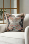 Japanese Crane Flower Oriental Fringed Pillowcase-Asian Bird Motif Cream Mink Tassel Throw Pillow Cover