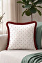 Elegant Floral Patterned Fringed Pillowcase with Border - Minimal Floral Burgundy Tassel Throw Pillow Cover
