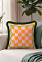 Plaid Geometric Retro Fringed Pillowcase-Wavy Boho Pink Orange Black Tassel Throw Pillow Cover - 6
