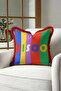 Striped Disco Fringe Pillowcase - Pop Art Retro Modern Multicolor Burgundy Tassel Throw Pillow Cover - 6